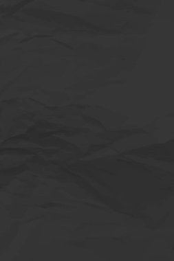 Siyah, buruşuk kağıt arka plan. Posterler ve afişler için buruşturulmuş dikey boş kağıt şablonu. Vektör illüstrasyonu