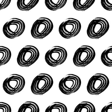 Kusursuz desenli, el çizimi, beyaz zemin üzerine çizilmiş karalama çemberleri. Soyut grunge dokusu. Vektör illüstrasyonu