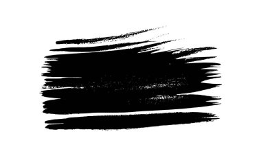 Siyah fırça darbesi. El çizimi mürekkep lekesi beyaz arka planda izole edilmiş. Vektör illüstrasyonu