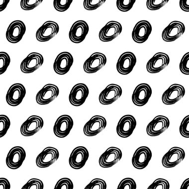 Kusursuz desenli, el çizimi, beyaz zemin üzerine çizilmiş karalama çemberleri. Soyut grunge dokusu. Vektör illüstrasyonu