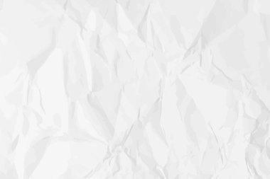 Beyaz, buruşuk kağıt arka plan. Posterler ve afişler için yatay olarak buruşmuş boş kağıt şablonu. Vektör illüstrasyonu