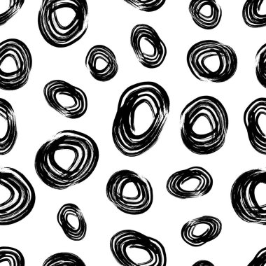 Kusursuz desenli, el çizimi, beyaz zemin üzerine çizilmiş karalama çemberleri. Soyut grunge dokusu. Vektör illüstrasyonu