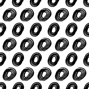 Kusursuz desenli, el çizimi, beyaz zemin üzerine çizilmiş karalama çemberleri. Soyut grunge dokusu. Vektör illüstrasyonu