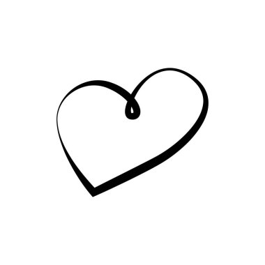 Kalp durmaksızın çizilen sanat stili, aşkı ve romantizmi simgeliyor, beyaz bir arka planda izole edilmiş. Vektör illüstrasyonu