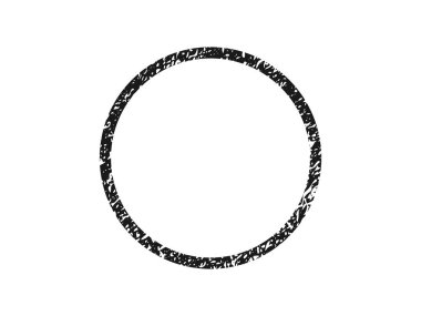 Grunge kenarı daire şeklinde. Koyu desenli çerçeve, beyaz arkaplanda boşluk. Vektör illüstrasyonu