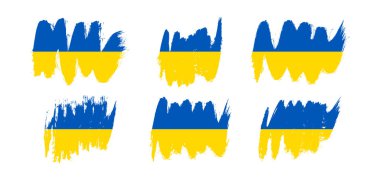 Ukrayna ulusal bayrağı. Ukrayna bayrakları sallıyor. Vektör illüstrasyonu