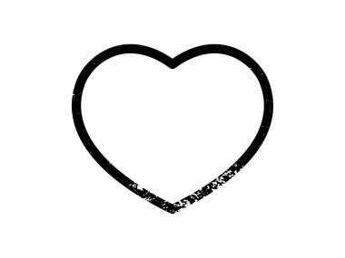 Kalp şeklinde Grunge kenarı. Koyu desenli çerçeve, beyaz arkaplanda boşluk. Vektör illüstrasyonu