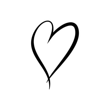 Kalp durmaksızın çizilen sanat stili, aşkı ve romantizmi simgeliyor, beyaz bir arka planda izole edilmiş. Vektör illüstrasyonu