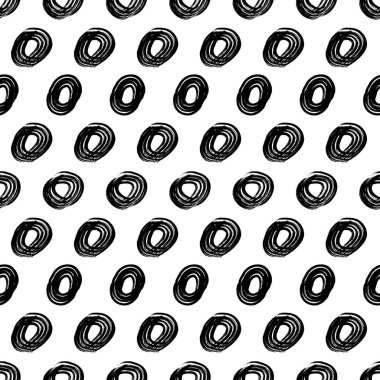 Kusursuz desenli, el çizimi, beyaz zemin üzerine çizilmiş karalama çemberleri. Soyut grunge dokusu. Vektör illüstrasyonu