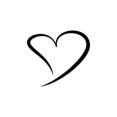 Kalp durmaksızın çizilen sanat stili, aşkı ve romantizmi simgeliyor, beyaz bir arka planda izole edilmiş. Vektör illüstrasyonu