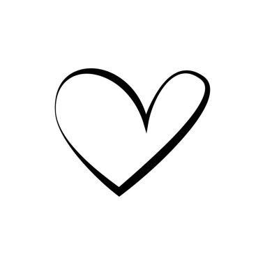 Kalp durmaksızın çizilen sanat stili, aşkı ve romantizmi simgeliyor, beyaz bir arka planda izole edilmiş. Vektör illüstrasyonu