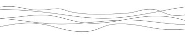 İnce kıvrımlı dalgalı çizgiler. Beyaz arka planda beş siyah dalgalı çizgi. Vektör illüstrasyonu
