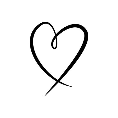 Kalp durmaksızın çizilen sanat stili, aşkı ve romantizmi simgeliyor, beyaz bir arka planda izole edilmiş. Vektör illüstrasyonu