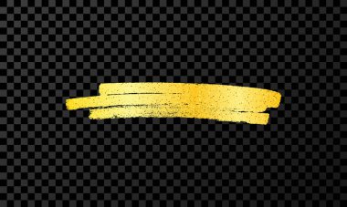 Altın kalemle karala. Doodle tarzı karalama. Koyu şeffaf arkaplanda altın el çizimi tasarım elemanı. Vektör illüstrasyonu