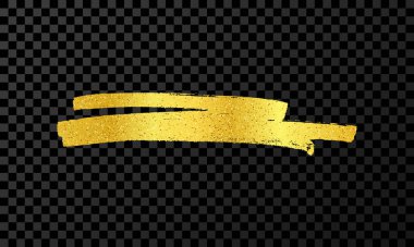 Altın kalemle karala. Doodle tarzı karalama. Koyu şeffaf arkaplanda altın el çizimi tasarım elemanı. Vektör illüstrasyonu