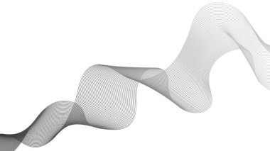 Beyaz zemin üzerinde gri dalga gradyan çizgileri olan soyut arkaplan. Modern teknoloji arka planı, dalga tasarımı. Vektör illüstrasyonu