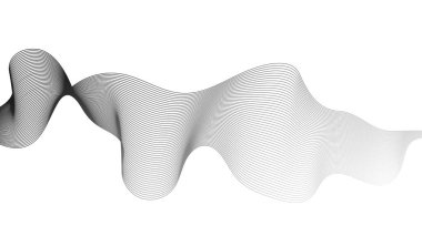 Beyaz zemin üzerinde gri dalga gradyan çizgileri olan soyut arkaplan. Modern teknoloji arka planı, dalga tasarımı. Vektör illüstrasyonu