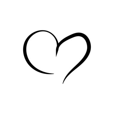 Kalp durmaksızın çizilen sanat stili, aşkı ve romantizmi simgeliyor, beyaz bir arka planda izole edilmiş. Vektör illüstrasyonu