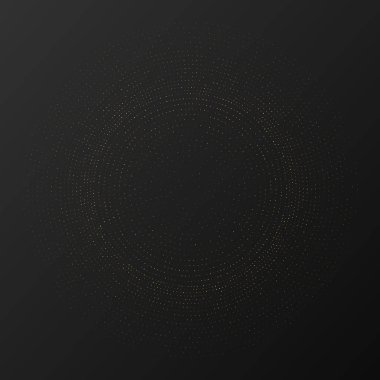 Soyut altın parlayan yarım tonlu noktalı arkaplan. Daire şeklinde altın parıltı deseni. Yarım ton noktalarını çember yapın. Vektör illüstrasyonu