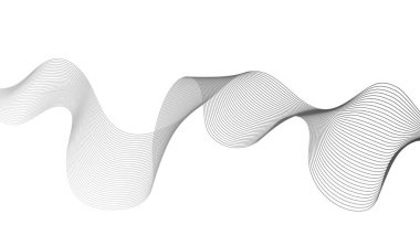 Beyaz zemin üzerinde gri dalga gradyan çizgileri olan soyut arkaplan. Modern teknoloji arka planı, dalga tasarımı. Vektör illüstrasyonu
