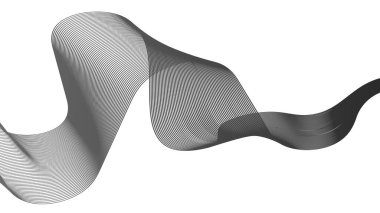 Beyaz zemin üzerinde gri dalga gradyan çizgileri olan soyut arkaplan. Modern teknoloji arka planı, dalga tasarımı. Vektör illüstrasyonu