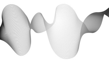 Beyaz zemin üzerinde gri dalga gradyan çizgileri olan soyut arkaplan. Modern teknoloji arka planı, dalga tasarımı. Vektör illüstrasyonu