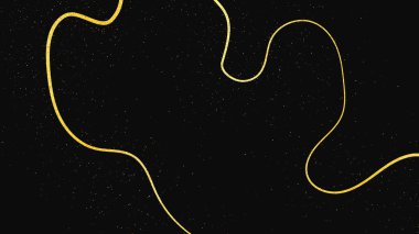 Altın parıldayan konfeti dalgası ve yıldız tozu. Koyu arkaplanda altın sihirli parıltılarla arka plan. Vektör illüstrasyonu