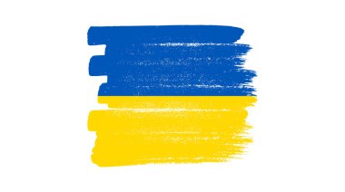 Grunge tarzında Ukrayna ulusal bayrağı. Ukrayna 'nın fırça darbesi bayrağıyla boyanmış. Vektör illüstrasyonu
