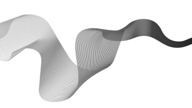 Beyaz zemin üzerinde gri dalga gradyan çizgileri olan soyut arkaplan. Modern teknoloji arka planı, dalga tasarımı. Vektör illüstrasyonu