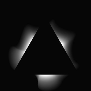 Üçgen çerçeveyi gradyanla aydınlat. Siyah arkaplanda beyaz üçgen neon pankartı var. Vektör illüstrasyonu