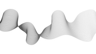 Beyaz zemin üzerinde gri dalga gradyan çizgileri olan soyut arkaplan. Modern teknoloji arka planı, dalga tasarımı. Vektör illüstrasyonu