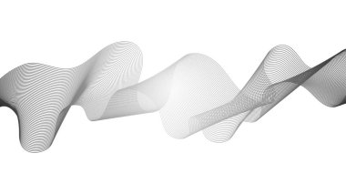 Beyaz zemin üzerinde gri dalga gradyan çizgileri olan soyut arkaplan. Modern teknoloji arka planı, dalga tasarımı. Vektör illüstrasyonu