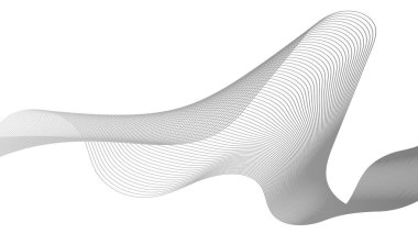 Beyaz zemin üzerinde gri dalga gradyan çizgileri olan soyut arkaplan. Modern teknoloji arka planı, dalga tasarımı. Vektör illüstrasyonu