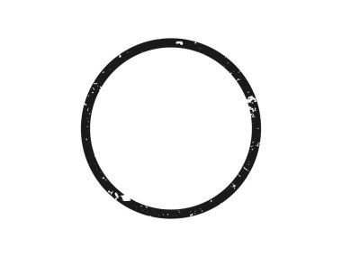 Grunge kenarı daire şeklinde. Koyu desenli çerçeve, beyaz arkaplanda boşluk. Vektör illüstrasyonu