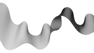 Beyaz zemin üzerinde gri dalga gradyan çizgileri olan soyut arkaplan. Modern teknoloji arka planı, dalga tasarımı. Vektör illüstrasyonu