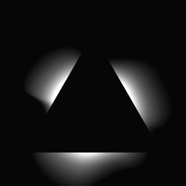 Üçgen çerçeveyi gradyanla aydınlat. Siyah arkaplanda beyaz üçgen neon pankartı var. Vektör illüstrasyonu