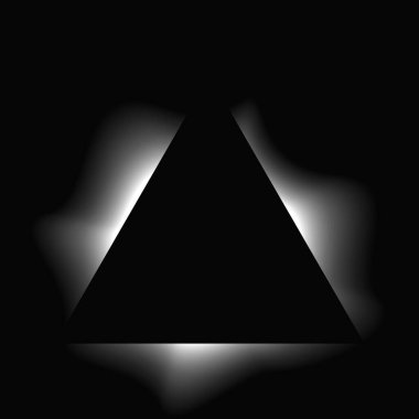 Üçgen çerçeveyi gradyanla aydınlat. Siyah arkaplanda beyaz üçgen neon pankartı var. Vektör illüstrasyonu