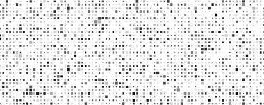 Kareli soyut geometrik arkaplan. Beyaz üzerine gri pikseller ve boş alan. Dijital iş arkaplanı. Vektör illüstrasyonu