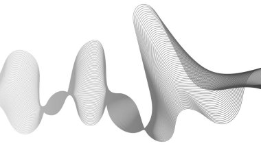Beyaz zemin üzerinde gri dalga gradyan çizgileri olan soyut arkaplan. Modern teknoloji arka planı, dalga tasarımı. Vektör illüstrasyonu