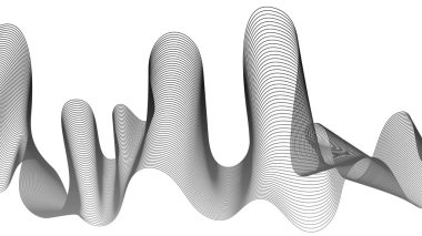 Beyaz zemin üzerinde gri dalga gradyan çizgileri olan soyut arkaplan. Modern teknoloji arka planı, dalga tasarımı. Vektör illüstrasyonu