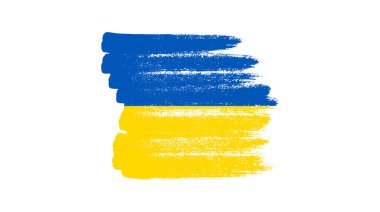 Grunge tarzında Ukrayna ulusal bayrağı. Ukrayna 'nın fırça darbesi bayrağıyla boyanmış. Vektör illüstrasyonu