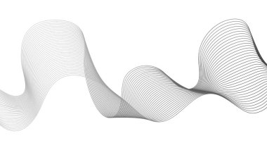 Beyaz zemin üzerinde gri dalga gradyan çizgileri olan soyut arkaplan. Modern teknoloji arka planı, dalga tasarımı. Vektör illüstrasyonu