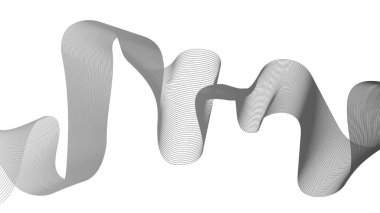 Beyaz zemin üzerinde gri dalga gradyan çizgileri olan soyut arkaplan. Modern teknoloji arka planı, dalga tasarımı. Vektör illüstrasyonu