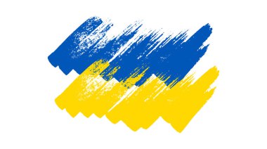 Grunge tarzında Ukrayna ulusal bayrağı. Ukrayna 'nın fırça darbesi bayrağıyla boyanmış. Vektör illüstrasyonu