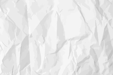 Beyaz, buruşuk kağıt arka plan. Posterler ve afişler için yatay olarak buruşmuş boş kağıt şablonu. Vektör illüstrasyonu