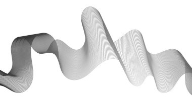 Beyaz zemin üzerinde gri dalga gradyan çizgileri olan soyut arkaplan. Modern teknoloji arka planı, dalga tasarımı. Vektör illüstrasyonu