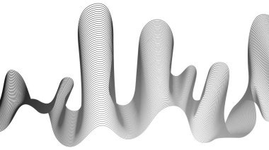 Beyaz zemin üzerinde gri dalga gradyan çizgileri olan soyut arkaplan. Modern teknoloji arka planı, dalga tasarımı. Vektör illüstrasyonu