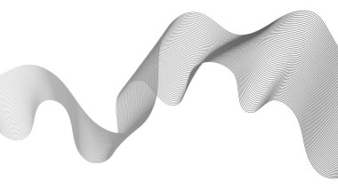 Beyaz zemin üzerinde gri dalga gradyan çizgileri olan soyut arkaplan. Modern teknoloji arka planı, dalga tasarımı. Vektör illüstrasyonu