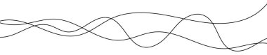 İnce kıvrımlı dalgalı çizgiler. Beyaz arka planda üç siyah dalgalı çizgi. Vektör illüstrasyonu