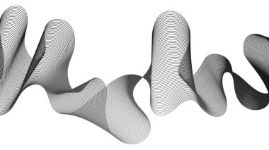 Beyaz zemin üzerinde gri dalga gradyan çizgileri olan soyut arkaplan. Modern teknoloji arka planı, dalga tasarımı. Vektör illüstrasyonu